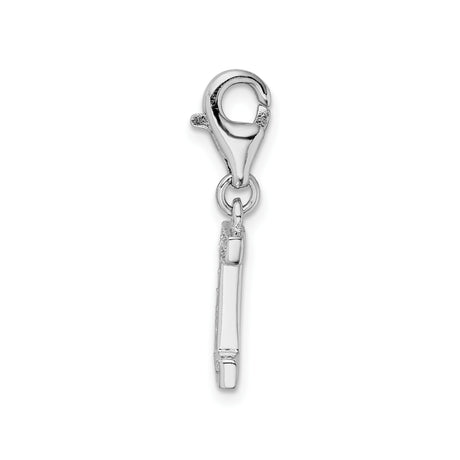 Sterling Silver Initial I Pendant Charm with Cubic Zirconia, Alphabet Monogram Jewelry
