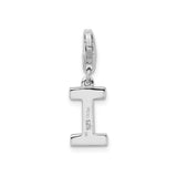 Sterling Silver Initial I Pendant Charm with Cubic Zirconia, Alphabet Monogram Jewelry