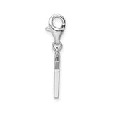 CZ Letter K Clip-On Charm Pendant in Real 925 Sterling Silver