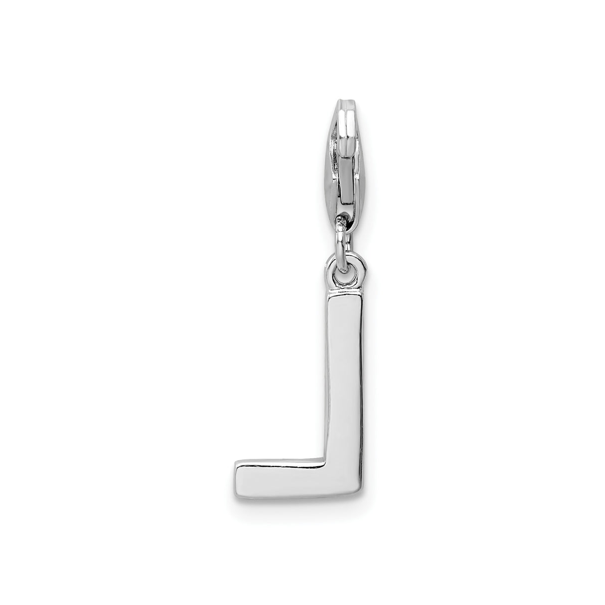 Sterling Silver Letter L Charm Pendant with Cubic Zirconia, Clip-On Initial Jewelry Accessory
