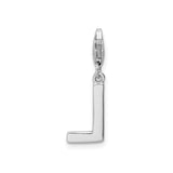 Sterling Silver Letter L Charm Pendant with Cubic Zirconia, Clip-On Initial Jewelry Accessory