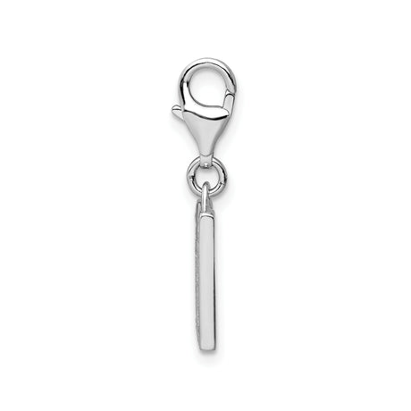 Sterling Silver Letter M Pendant with Cubic Zirconia, Dangle Alphabet Charm with Lobster Clasp