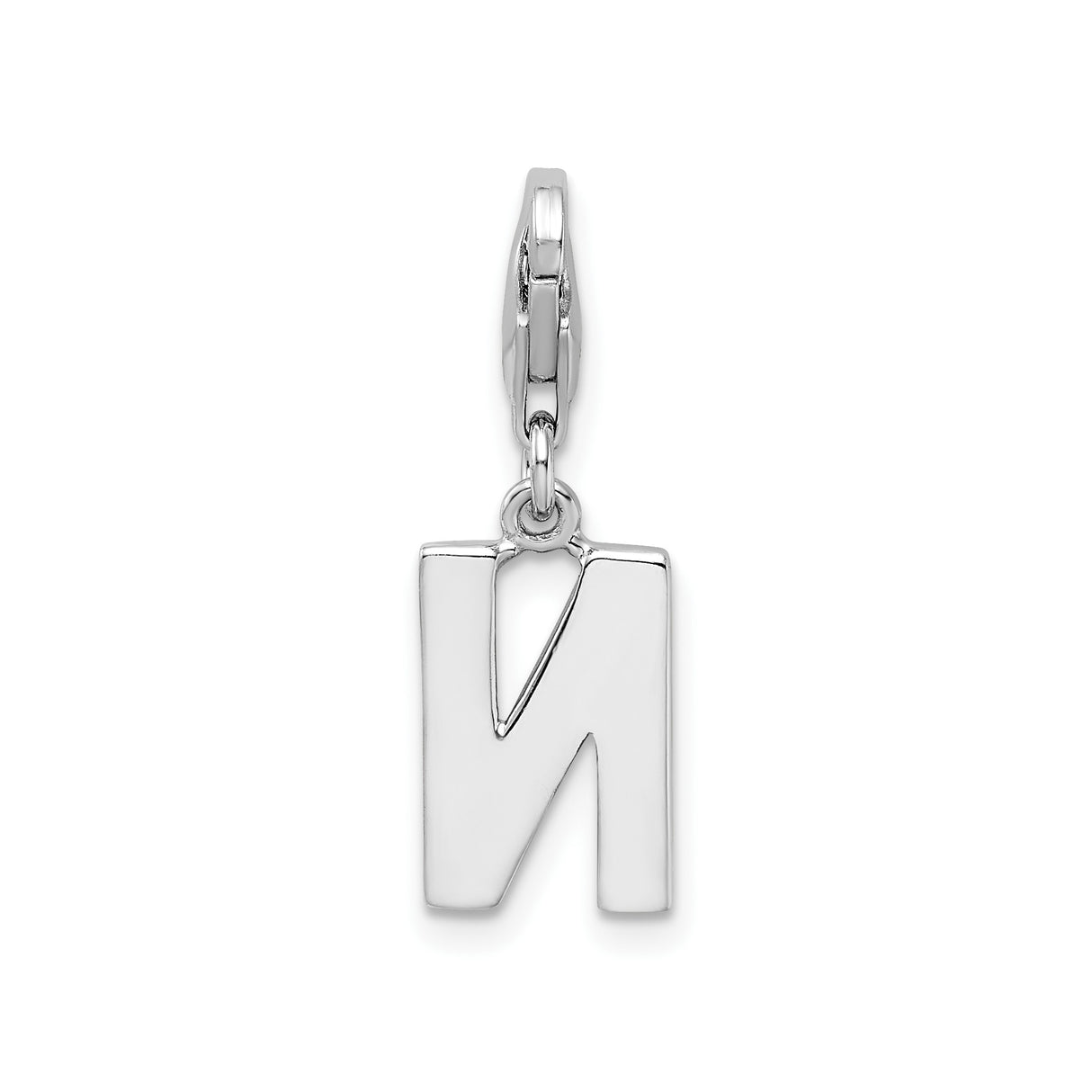 Sterling Silver Letter N Charm Pendant with Cubic Zirconia, Lobster Clasp, Personalized Jewelry