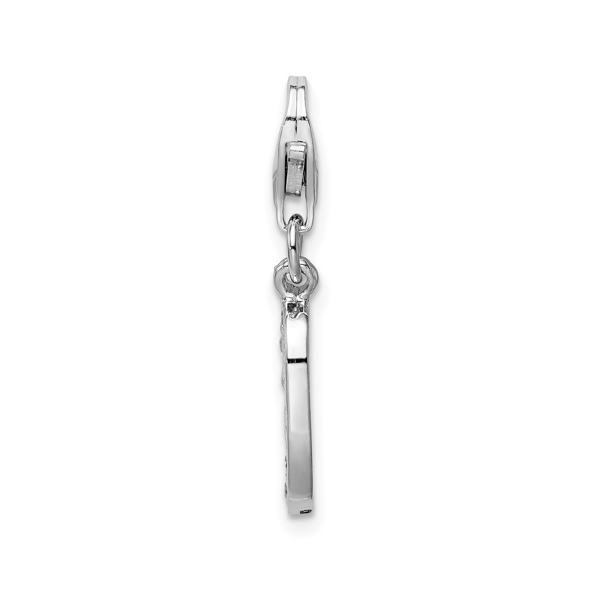 Sterling Silver Number 0 Charm Pendant with Cubic Zirconia, Floating Numeral with Lobster Clasp
