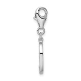 Sterling Silver Number 9 Charm Pendant with Cubic Zirconia, Polished Finish
