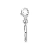 Sterling Silver Letter O Charm Pendant with Cubic Zirconia, Clip-On Alphabet Jewelry