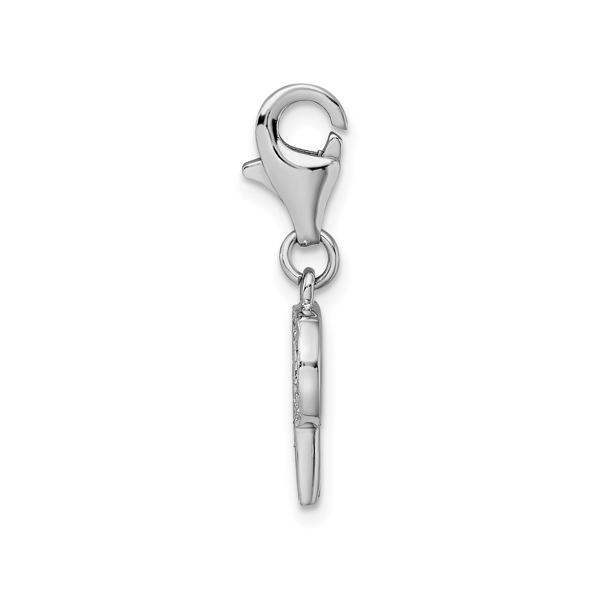 Sterling Silver Letter P Pendant Charm with Cubic Zirconia, Lobster Clasp Initial Jewelry