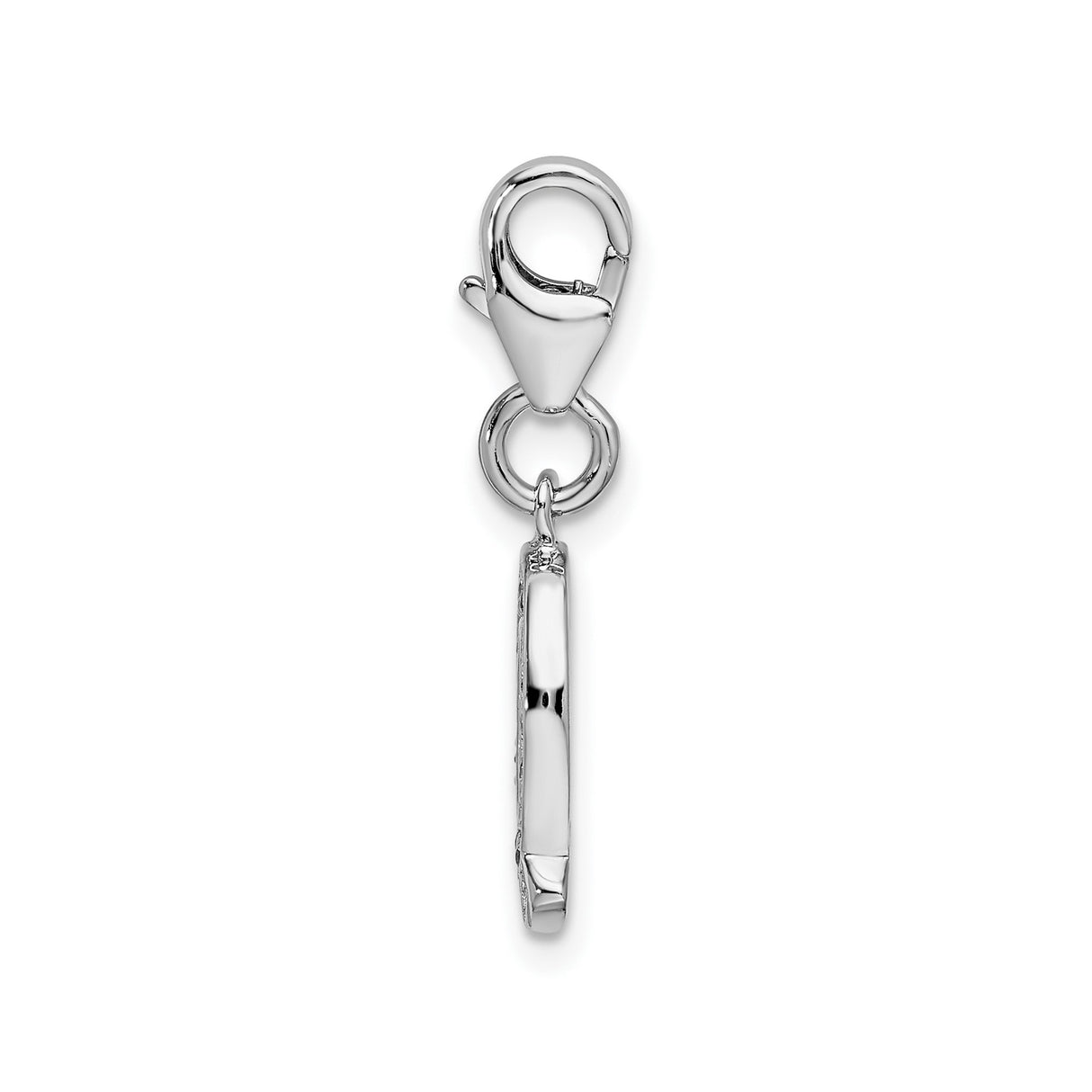 Sterling Silver Letter Q Charm Pendant with Cubic Zirconia, Alphabet Monogram Jewelry