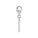 Sterling Silver Letter T Pendant Charm with Cubic Zirconia Accent