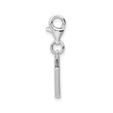 Sterling Silver Letter U Pendant Charm with Cubic Zirconia Accents