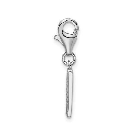 Sterling Silver Letter W Charm Pendant with Cubic Zirconia, Clip-On Monogram Jewelry