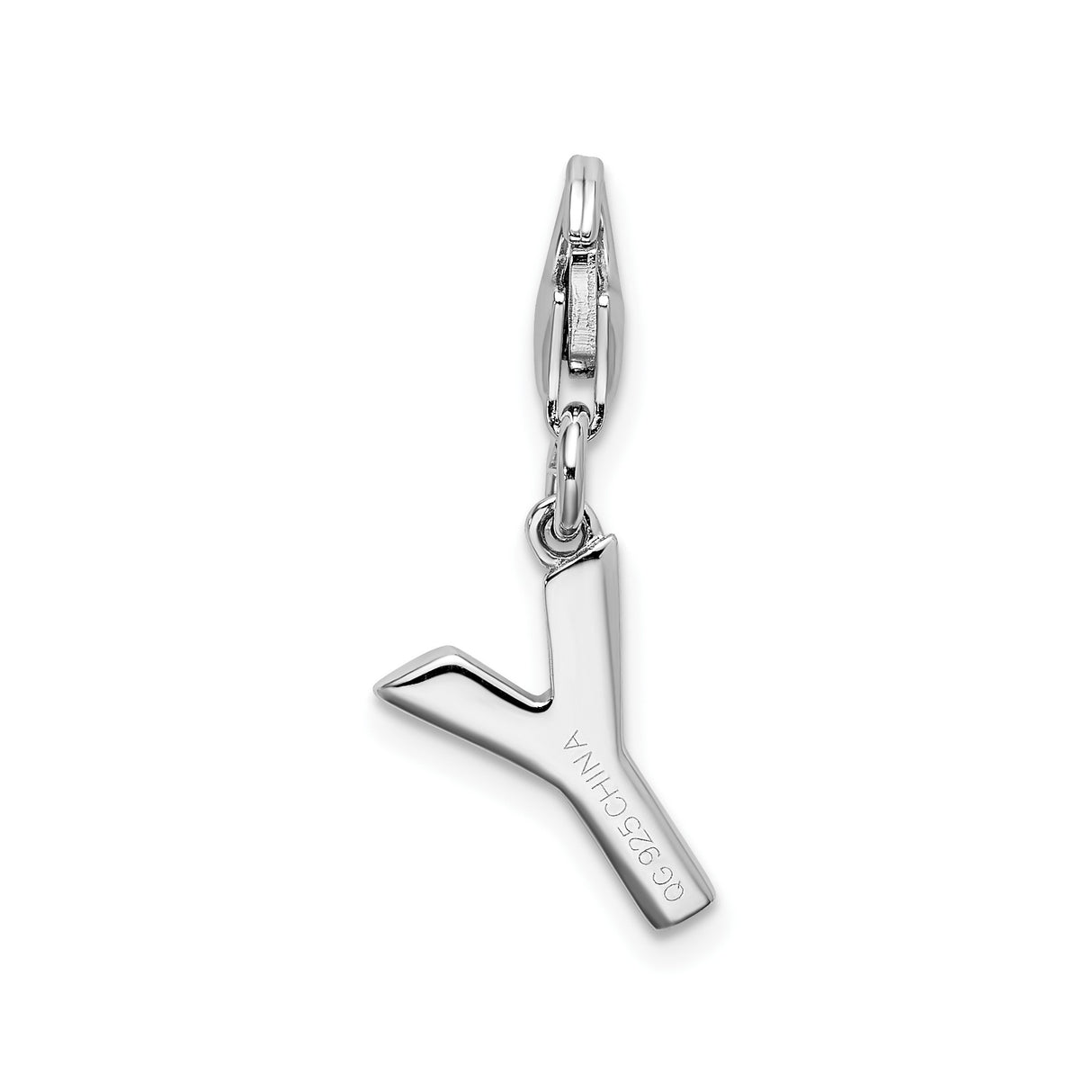 Sterling Silver Letter Y Pendant with Cubic Zirconia, Dainty Alphabet Charm Necklace