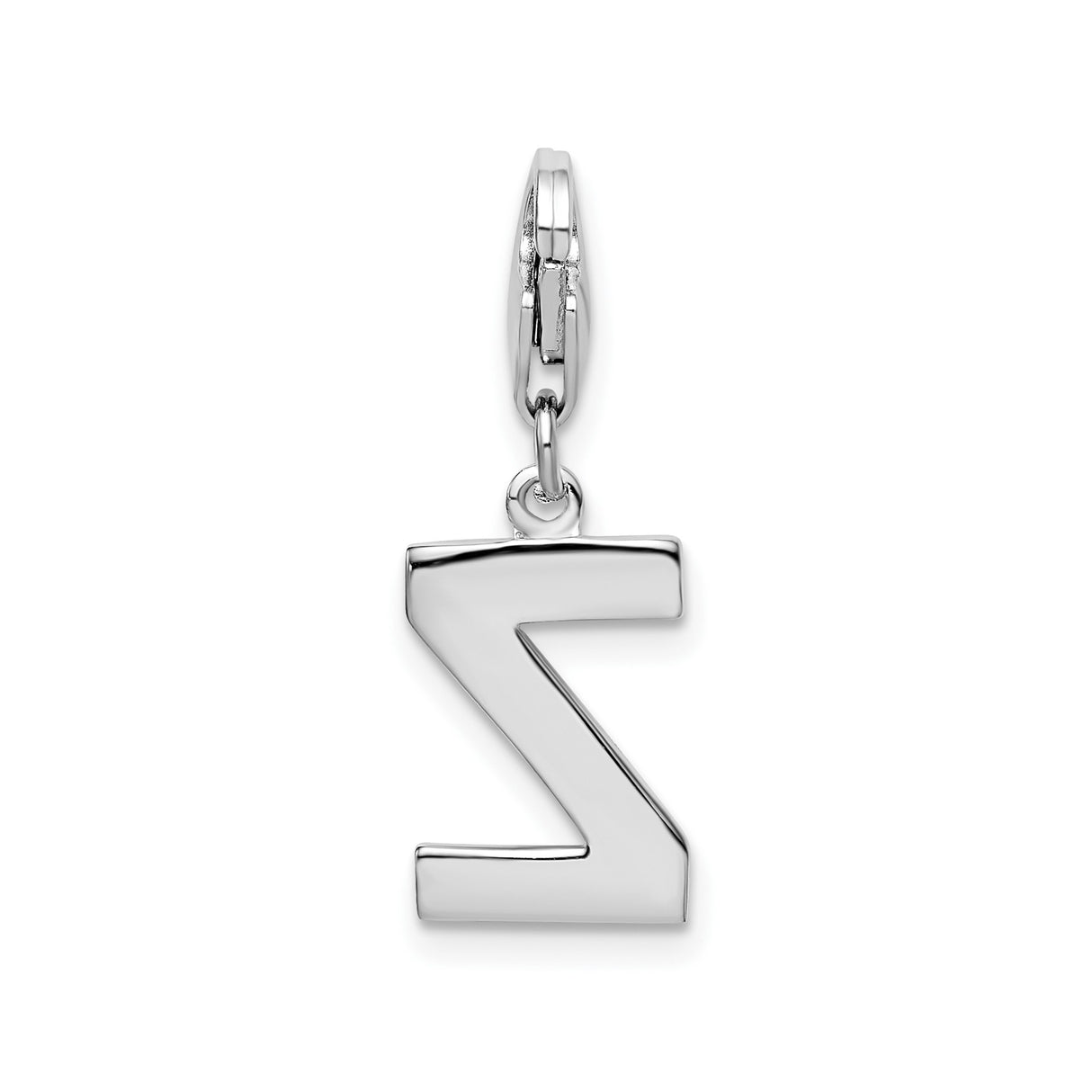 Sterling Silver Charm Pendant with Cubic Zirconia, Letter Z, Clip-On Initial Jewelry