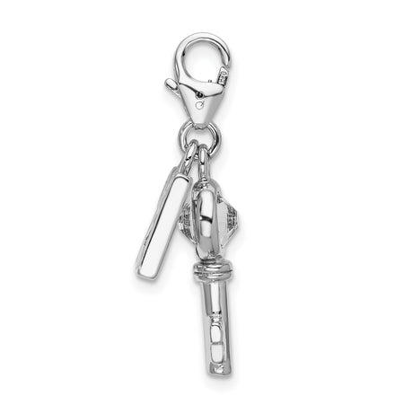 Sterling Silver Key Pendant with Red Enamel Crystal, 21st Birthday Charm for Women
