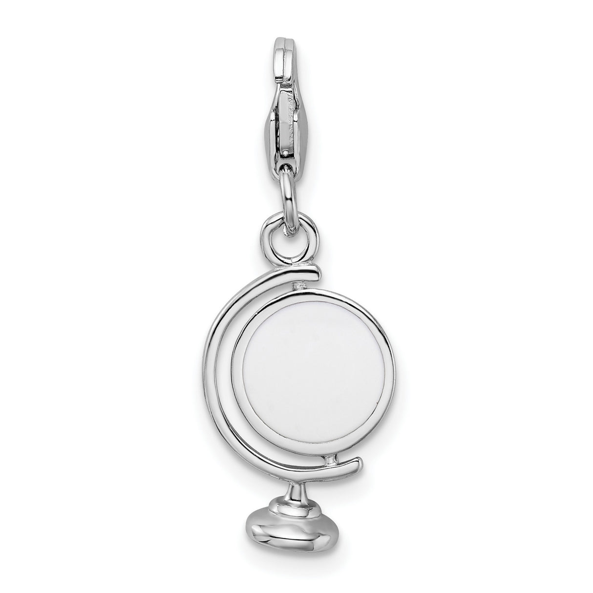 Enameled Globe Lobster Clasp Charm Pendant in Real 925 Sterling Silver