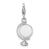 Enameled Globe Lobster Clasp Charm Pendant in Real 925 Sterling Silver