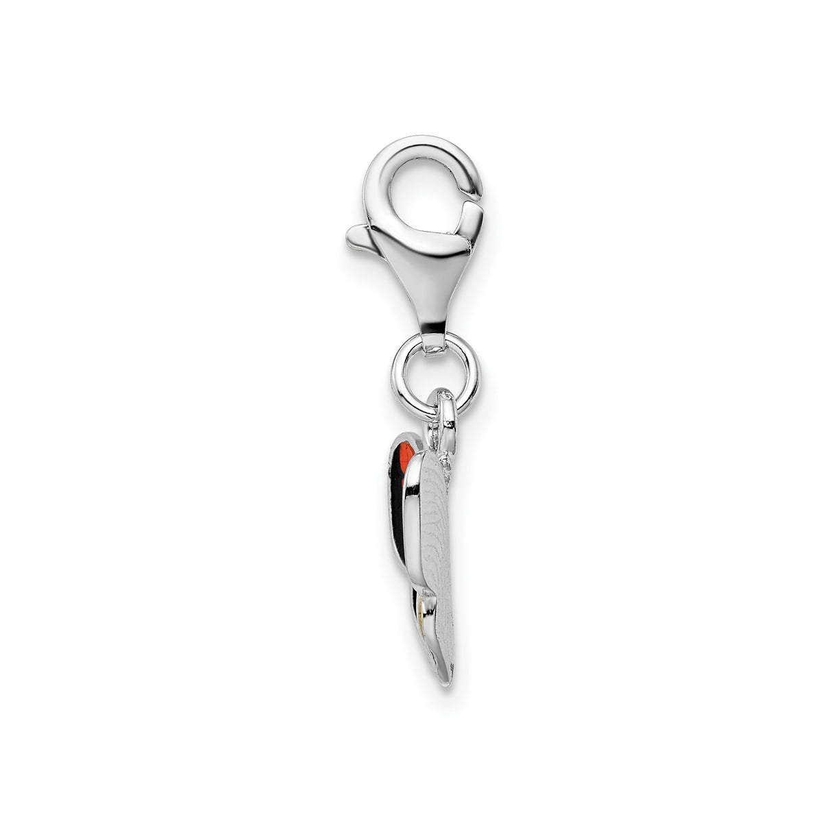 Sterling Silver Butterfly Charm with Orange and Black Enamel Wings, Lobster Clasp