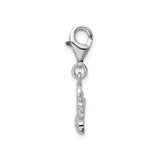 Sterling Silver Tiara Crown Charm Pendant with Cubic Zirconia, Royal Theme Jewelry for Women