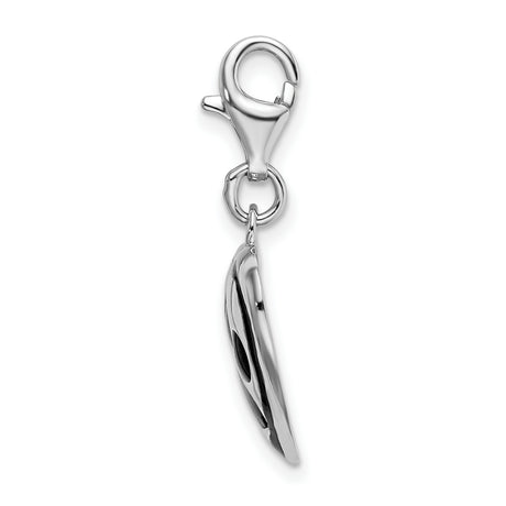 Sterling Silver Heart Paw Charm with Black Enamel, Pet Memorial Jewelry for Dog or Cat Lovers
