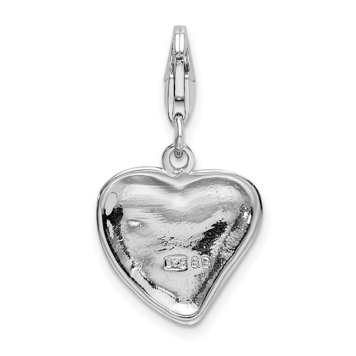 Sterling Silver Heart Paw Charm with Black Enamel, Pet Memorial Jewelry for Dog or Cat Lovers
