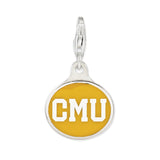 Sterling Silver Pendant Featuring Central Michigan Logo on Maroon Background
