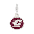 Sterling Silver Pendant Featuring Central Michigan Logo on Maroon Background
