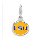 Sterling Silver LSU Tigers Pendant with Official Purple and Gold Enamel Logo, Collegiate Charm