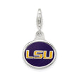 Sterling Silver LSU Tigers Pendant with Official Purple and Gold Enamel Logo, Collegiate Charm