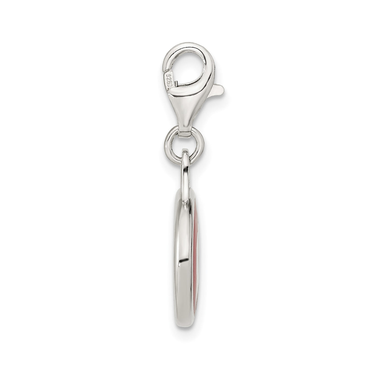 Sterling Silver Pendant, Wisconsin W Logo with Red and White Enamel, College Sports Charm