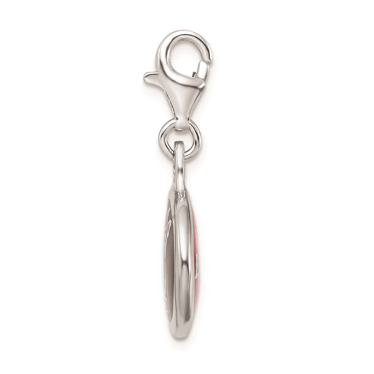 Sterling Silver University of Cincinnati Pendant with Red C Claw Logo on Black Enamel