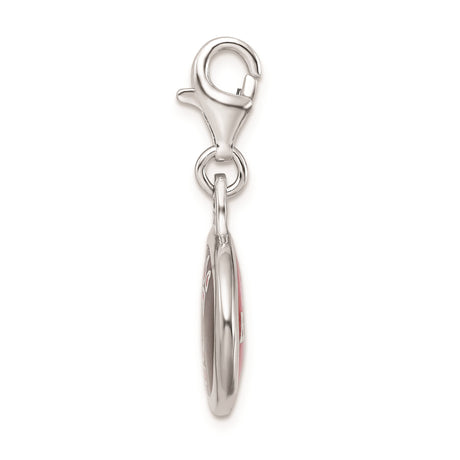 Sterling Silver University of Cincinnati Pendant with Red C Claw Logo on Black Enamel