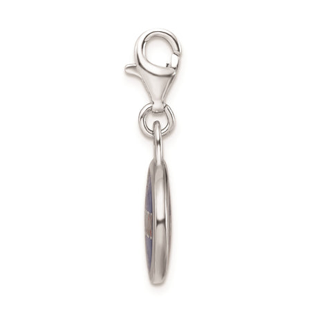 Sterling Silver UCONN Charm Pendant with Blue Enamel, Red and White Lettering