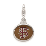 Sterling Silver Pendant with Brown Enamel, Florida State University Logo Charm