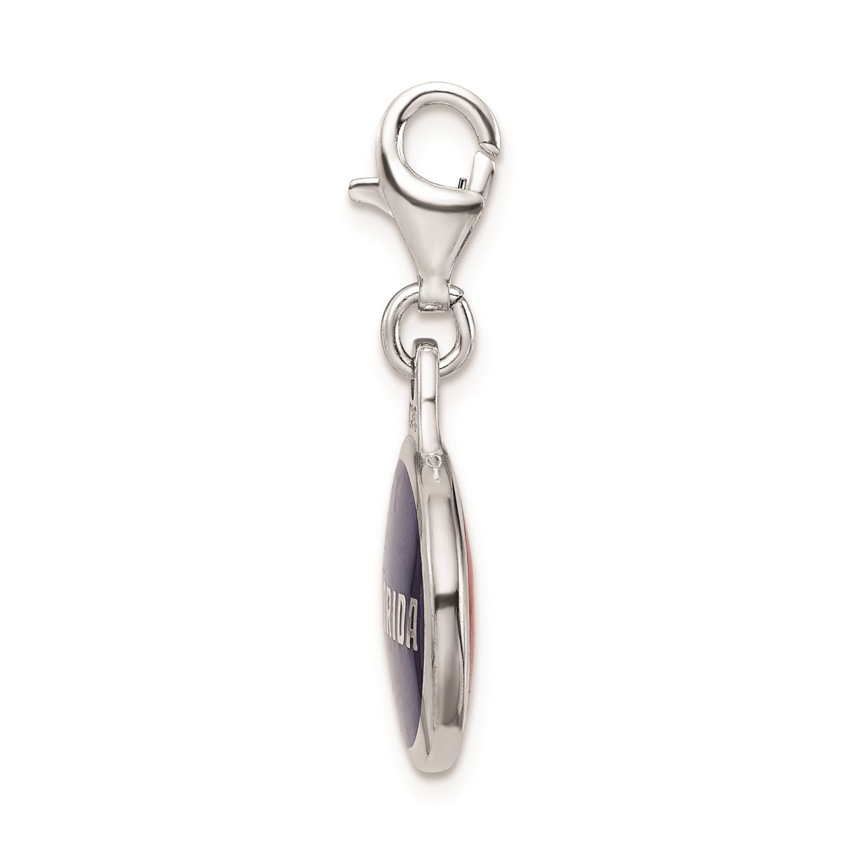 Sterling Silver Florida Charm Pendant with Blue Enamel and Bold Lettering Souvenir