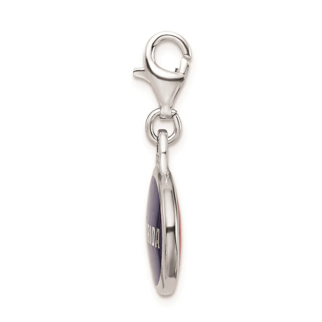 Sterling Silver Florida Charm Pendant with Blue Enamel and Bold Lettering Souvenir