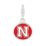 Sterling Silver Charm Pendant, Nebraska Huskers NCAA Logo, Unisex Sports Fan Jewelry