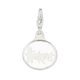 Sterling Silver Charm Pendant, Nebraska Huskers NCAA Logo, Unisex Sports Fan Jewelry