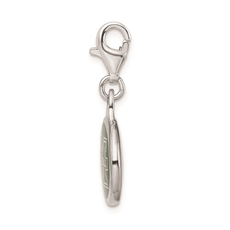 Sterling Silver Marshall University Logo Charm Pendant with Green Enamel Background