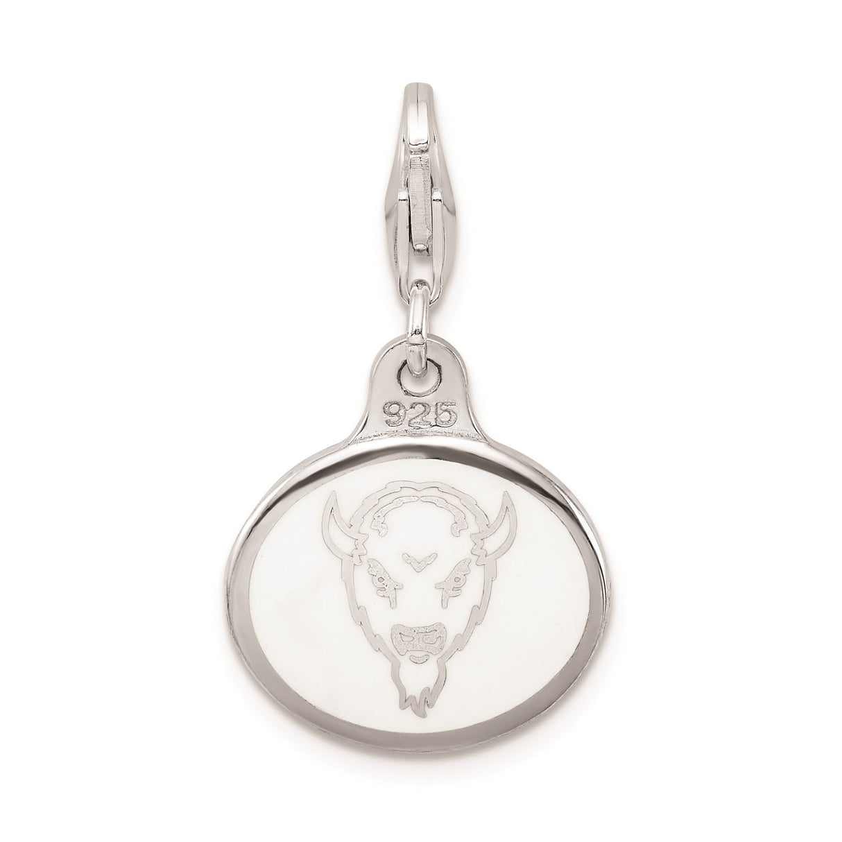 Sterling Silver Marshall University Logo Charm Pendant with Green Enamel Background