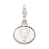 Sterling Silver Marshall University Logo Charm Pendant with Green Enamel Background