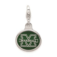 Sterling Silver Marshall University Logo Charm Pendant with Green Enamel Background