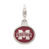 Sterling Silver Charm Pendant with Maroon and White Enamel, Mississippi State University Logo