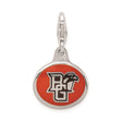 Sterling Silver Pendant with Orange Enamel Bowling Green Falcons Logo, NCAA College Charm