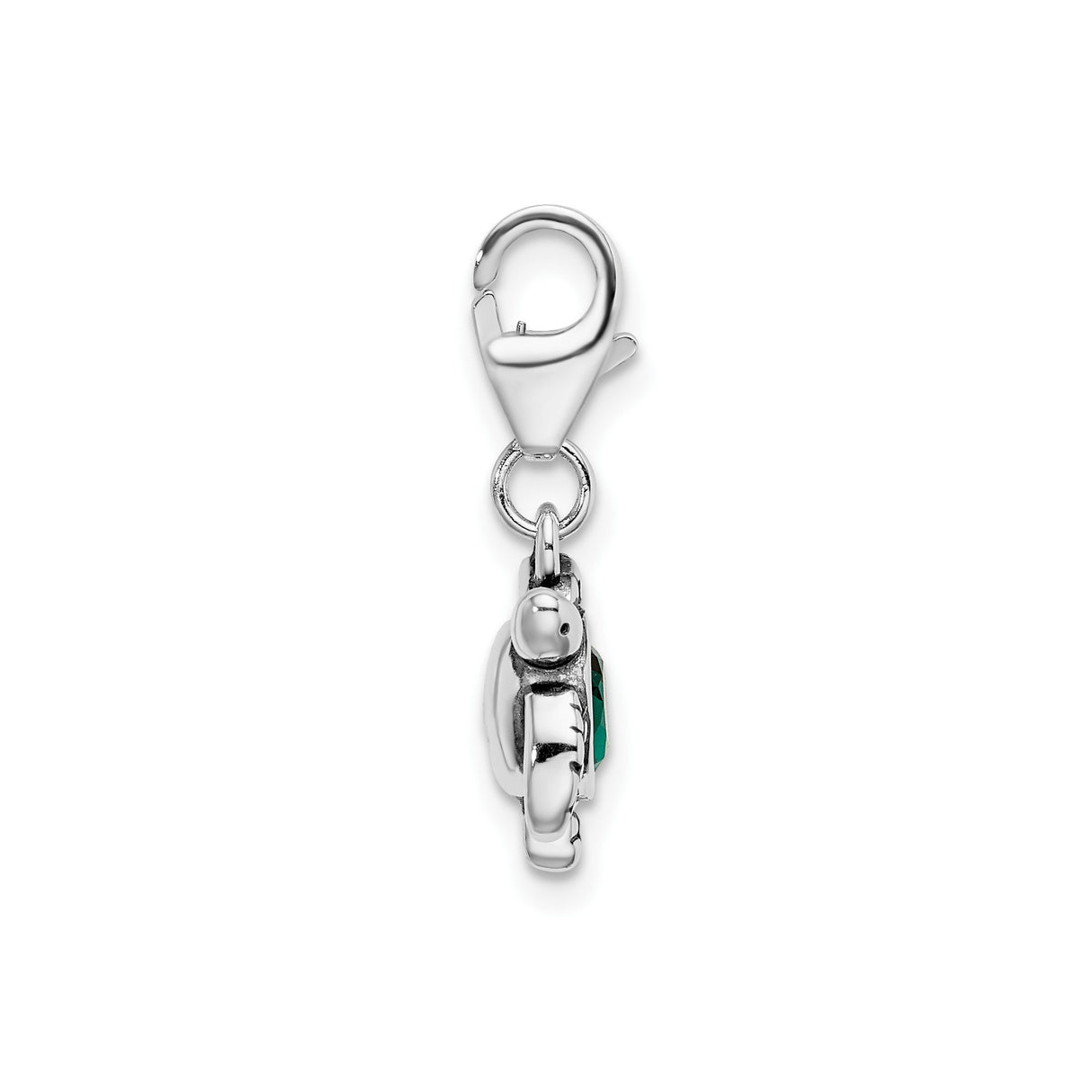 Sterling Silver Sea Turtle Pendant Charm with Green Crystal Shell, Nautical Ocean Theme