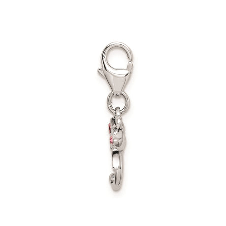 Sterling Silver Dragonfly Charm Pendant with Pink Crystal Wings, Nature and Spiritual Symbol