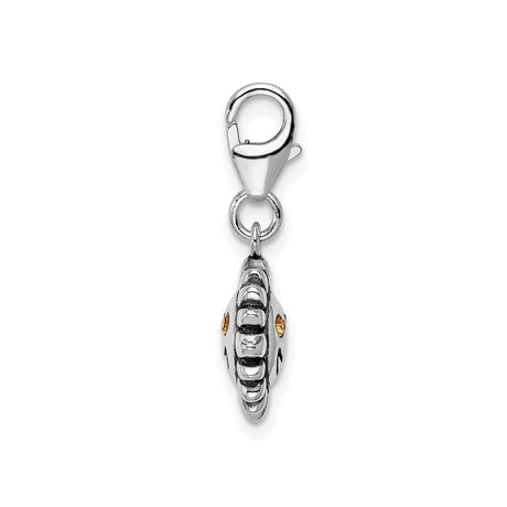 Sterling Silver Sun Charm Pendant with Smiling Face and Yellow Crystal Eyes