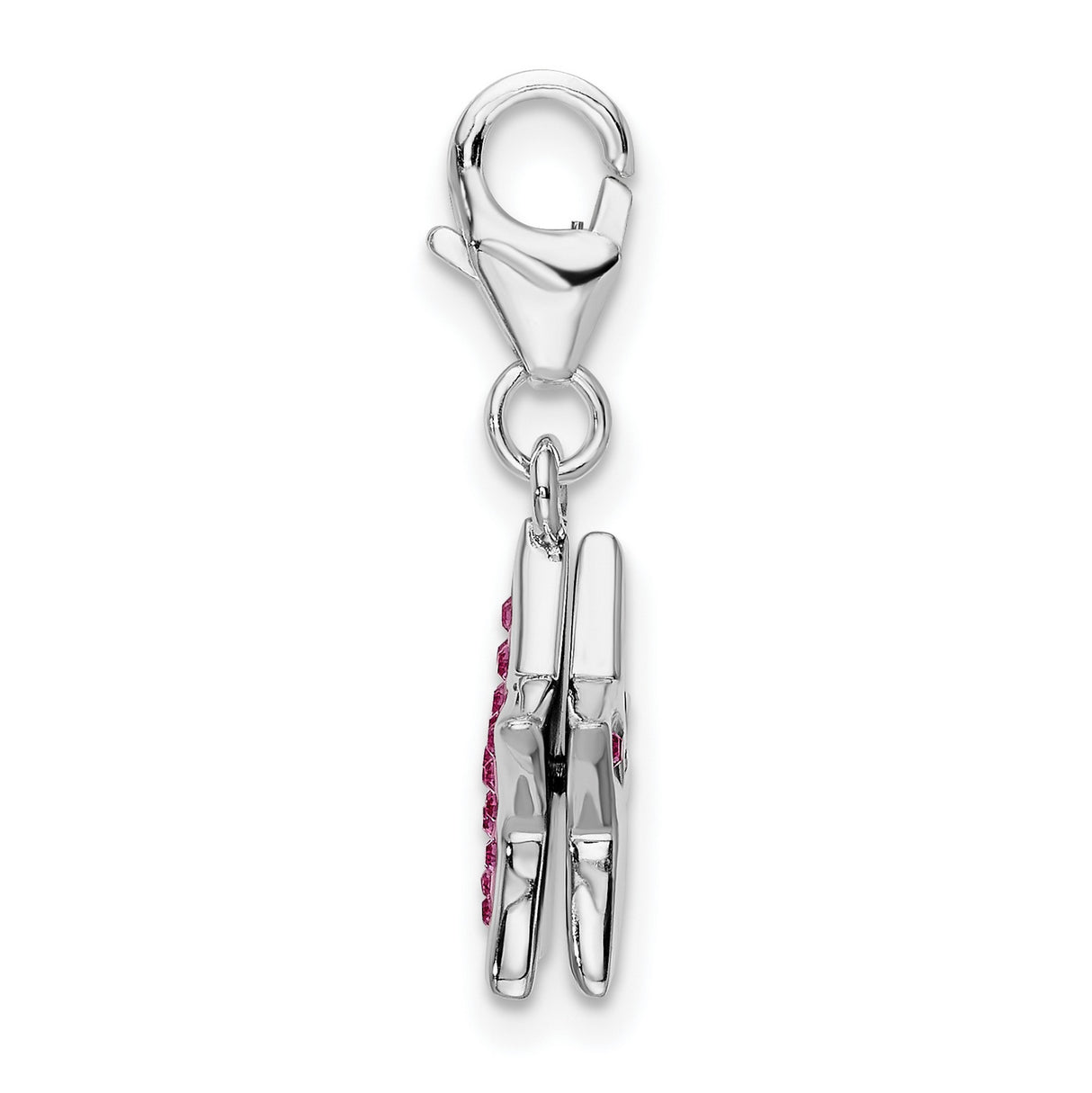 Pink Swarovski Star Lobster Clasp Charm Pendant in Real 925 Sterling Silver