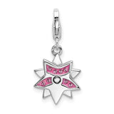 Pink Swarovski Star Lobster Clasp Charm Pendant in Real 925 Sterling Silver