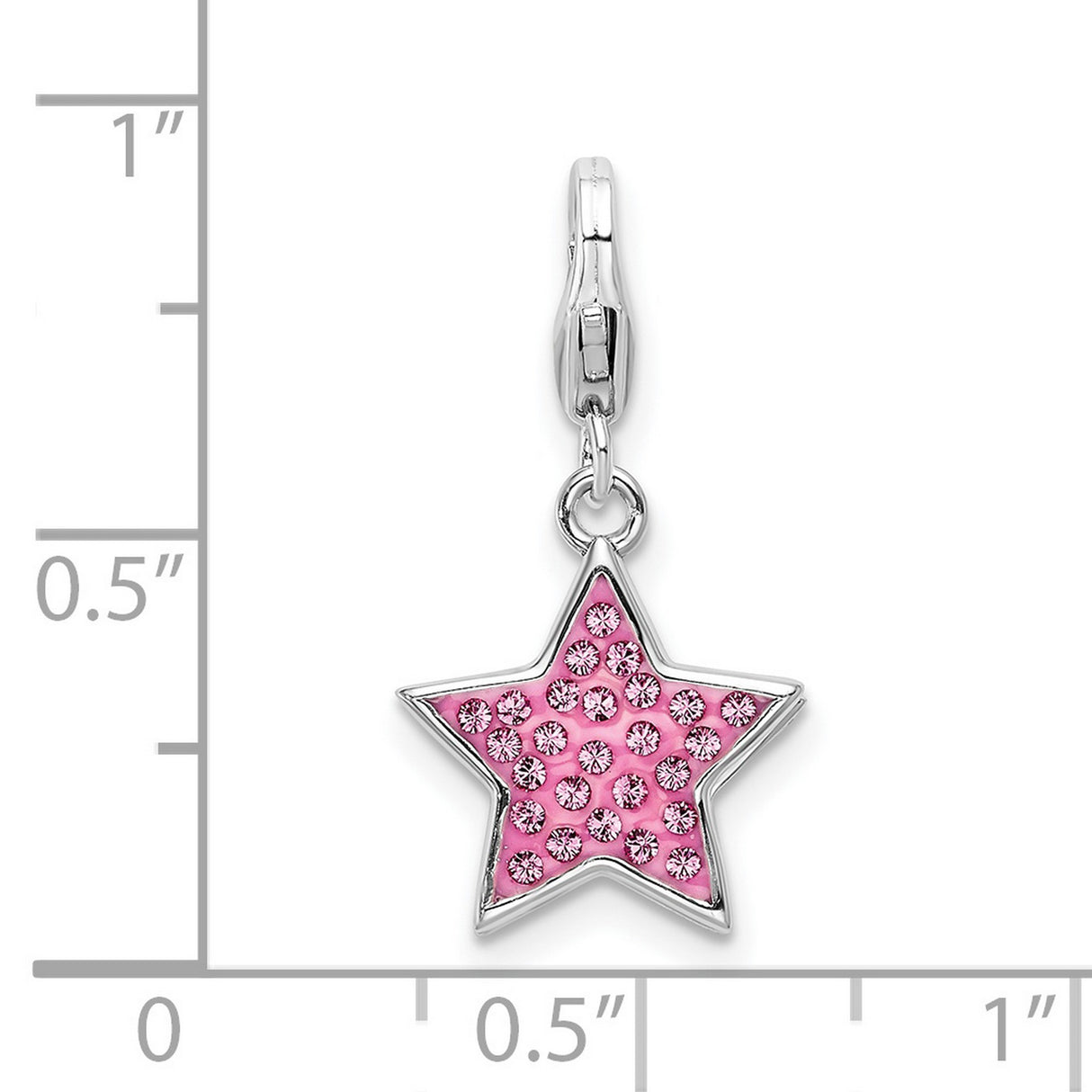 Pink Swarovski Star Lobster Clasp Charm Pendant in Real 925 Sterling Silver