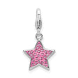Pink Swarovski Star Lobster Clasp Charm Pendant in Real 925 Sterling Silver